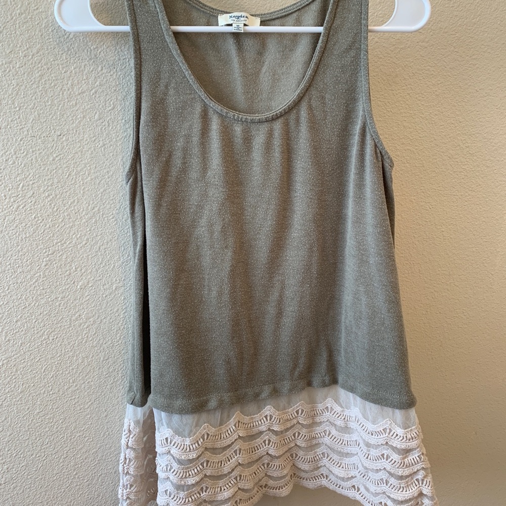 Green Embroidered Tank Top